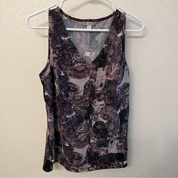 CB Sleeveless Purple Layered Paisley Top Size Medium - Picture 1 of 6